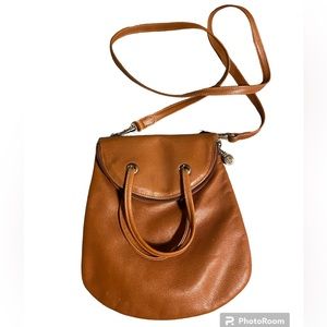 CASA LOPEZ Vintage Tan jug shaped Soft leather crossbody satchel